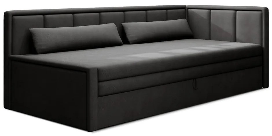 Sötétszürke zsenília kinyitható-tárolóhelyes kanapé 214 cm Fulgeo  ELTAP