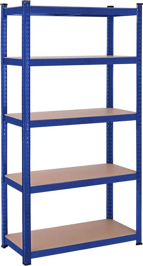 Nagy teherbírású fém tárolópolc, 5 szintes salgó polc 180x90x40, kék