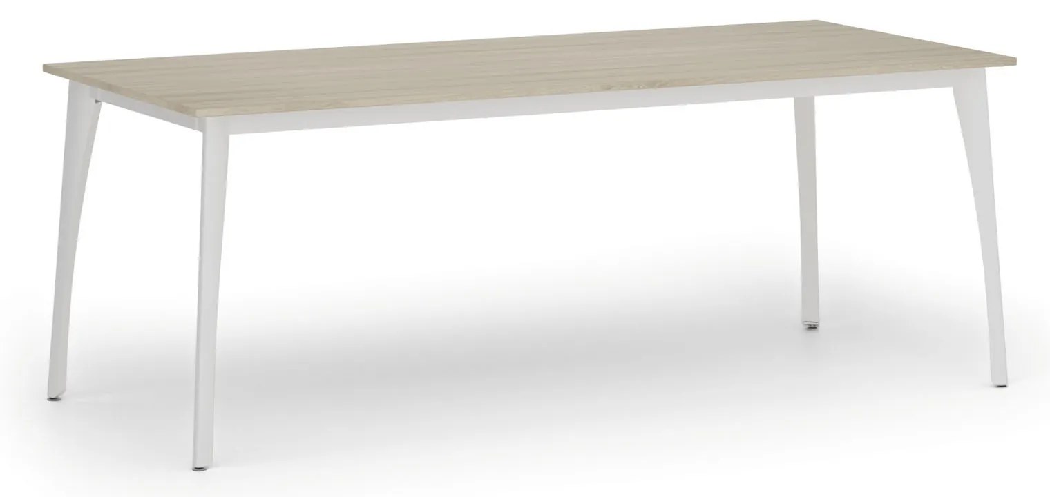 Rokovací kancelársky stôl PRIMO OMEGA, 200x90 cm, biela podnož, dub prírodný