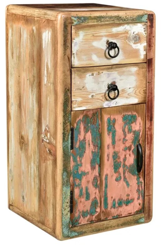 furniture-nabytek.cz - Masívna kúpeľňová spodná skrinka Calcutta z recyklovaného dreva, lakovaná, viacfarebná – 35×35×70 cm