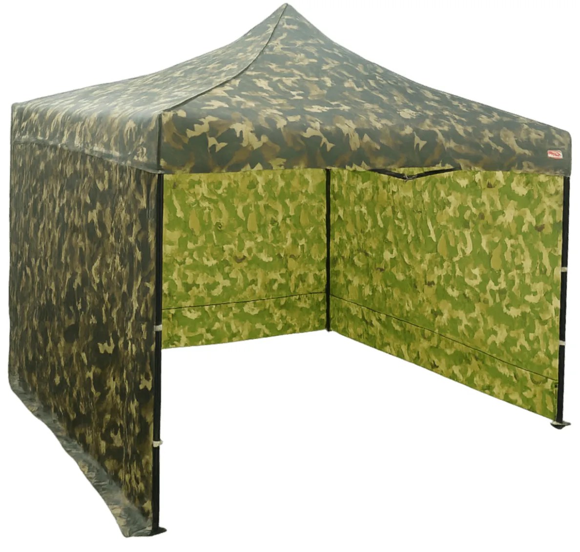 Rýchlorozkladací nožnicový stan 3x3m – hliníkový, 3 bočné plachty, Maskáčová