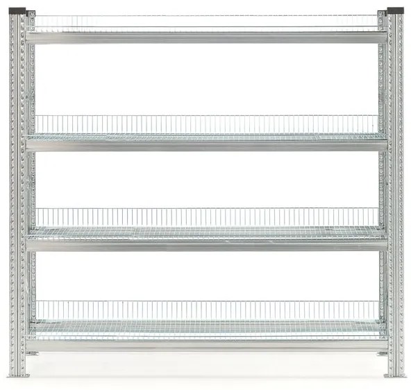 Kovový regál TRANSFORM, drôtené police, základná sekcia, 1576x1275x400 mm