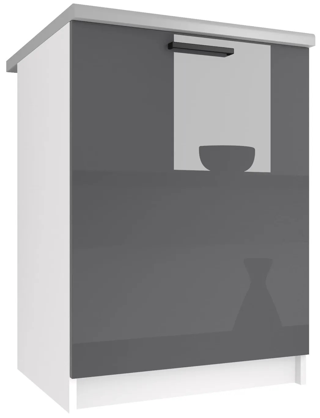 Kuchynská skrinka Belini spodná 60 cm šedý lesk s pracovnou doskou INF SD60/0/WT/S/0/B1/
