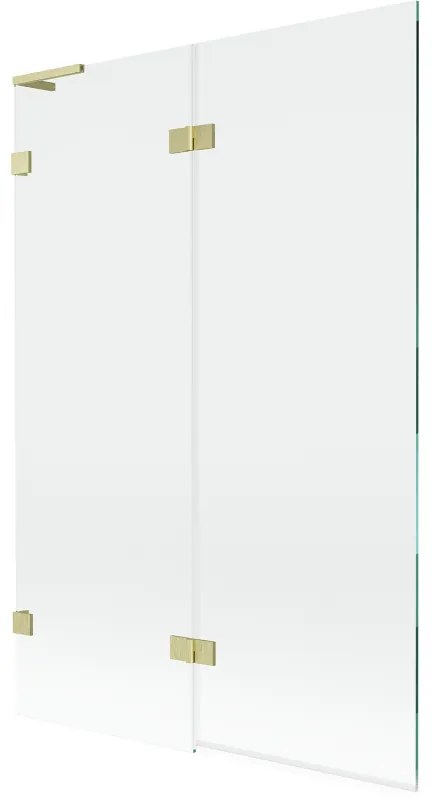 Mexen Lunar L, 2-krídlová vaňová zástena ľavá 120 x 150 cm, číre sklo, zlatá matná, 897L-120-100-55-00-L
