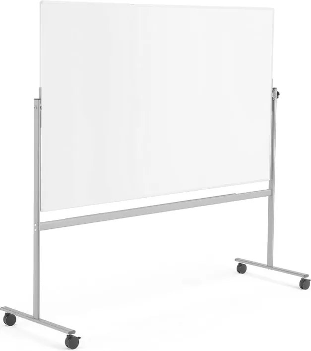 Biela magnetická tabuľa s kolieskami DORIS, obojstranná, 2000x1200 mm