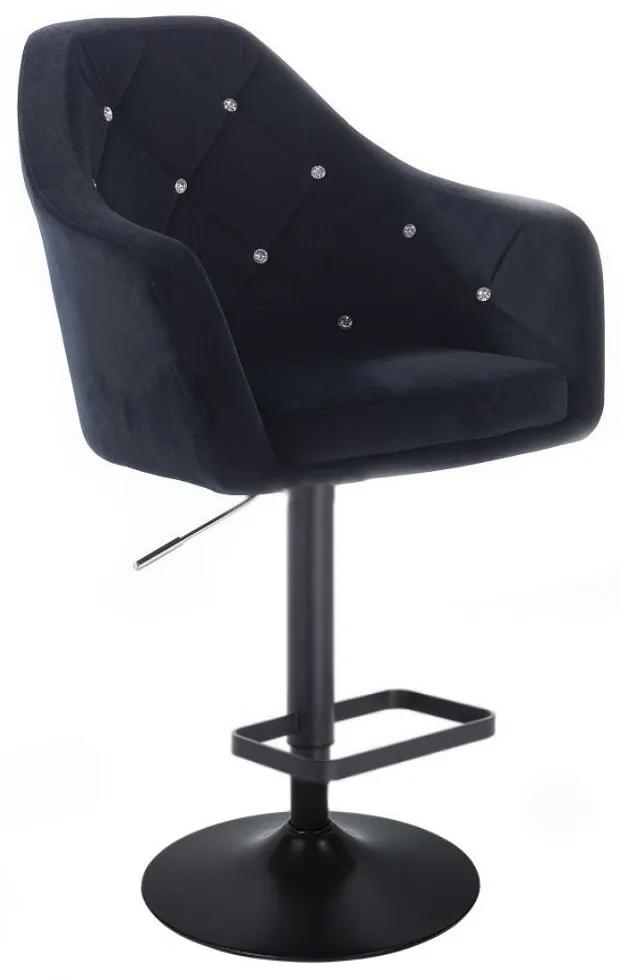 LuxuryForm DESIGN Barová stolička ROMA VELUR na čiernom tanieri - čierna