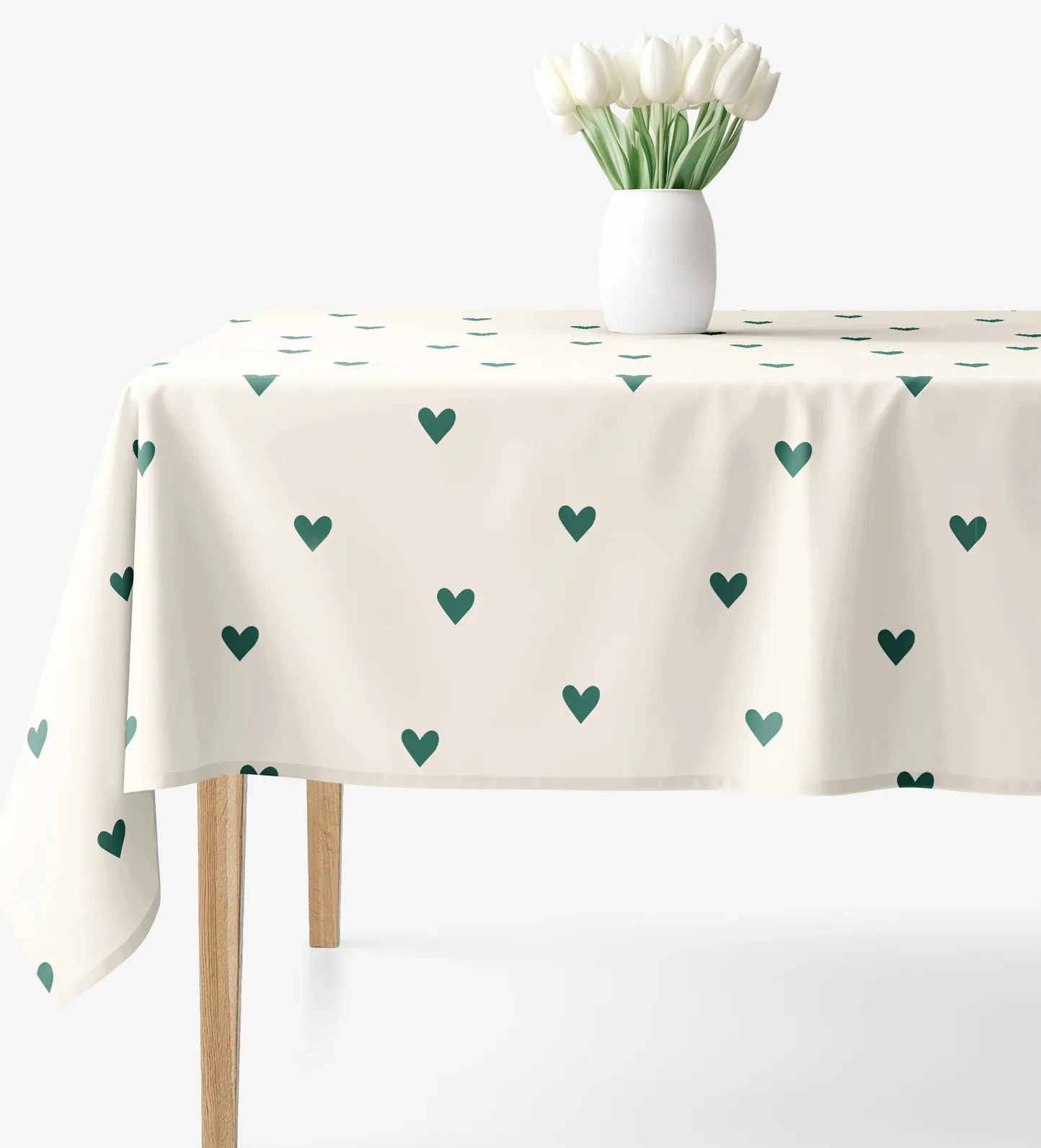 Goldea hranatý obrus 100% bavlnené plátno - srdiečka na slonovej kosti 120 x 180 cm