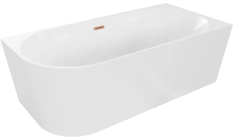 Mexen Mia, voľne stojaca rohová vaňa, pravá, 150 x 75 cm, biela, medený prepad, 52691507500P-65