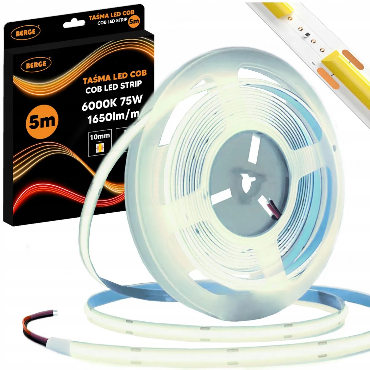 BERGE LED pásik COB Neon 12V - 528D - 15W/m - IP20 - 1650lm - 5m - studená farba