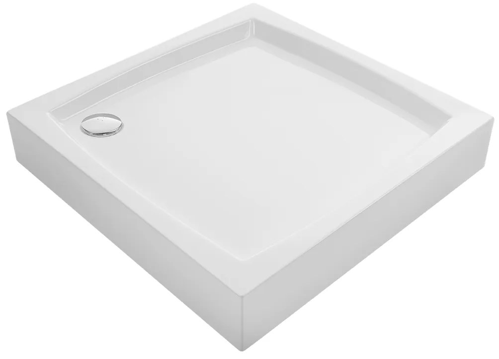Laveo Desna, štvorcová akrylátová sprchová vanička 90x90x16 cm, biela, LAV-JBD_696K