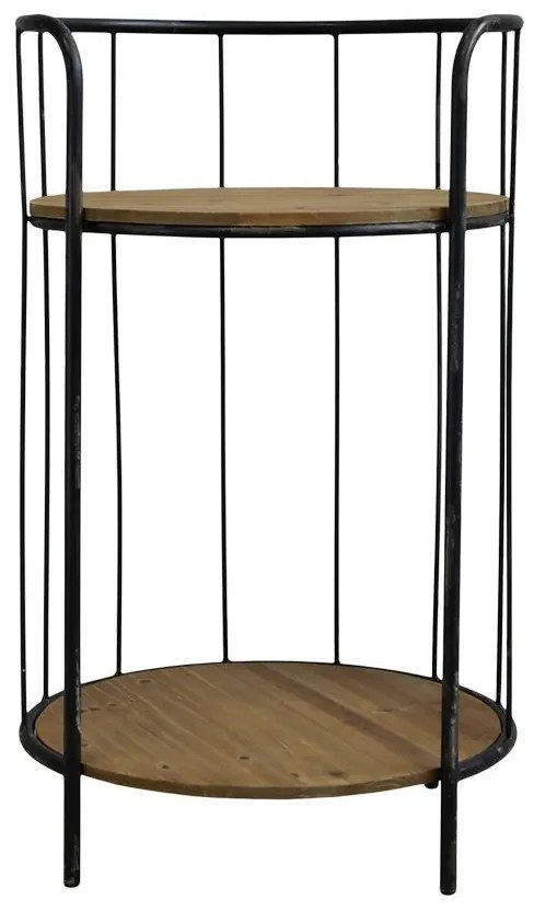 Čierny antik kovový okrúhly odkladací stolík Joanne - Ø 38*68 cm