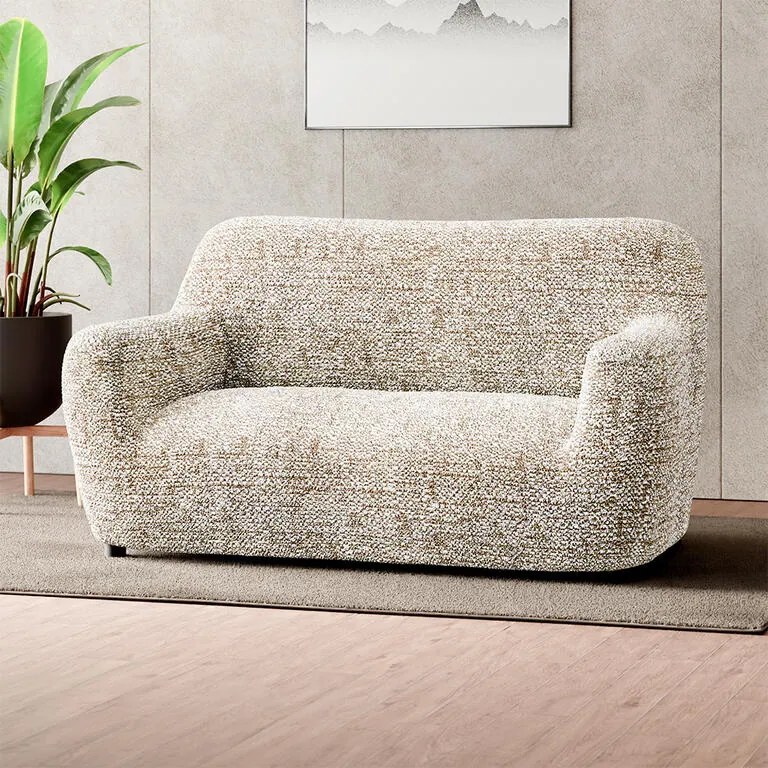 Bielastické poťahy GLORIA béžová dvojkreslo (š. 120 - 160 cm)