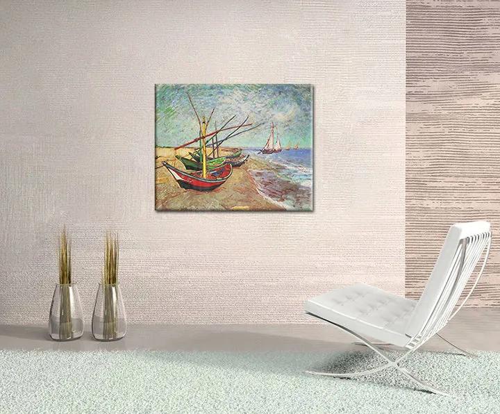 Obraz na plátne FISHING BOATS ON THE BEACH AT SAINTS-MARIES – Vincent van Gogh R | rôzne rozmery