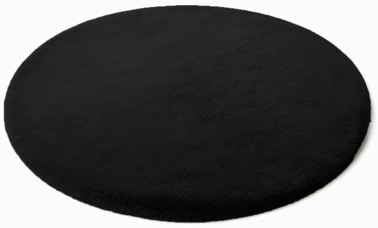 Čierny okrúhly koberec Rabbit Rozmer: 90 cm