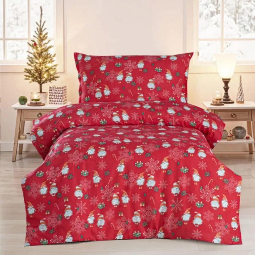 Obliečky bavlnené Vianočné Merry Christmas red 200x140cm+90x70cm TiaHome