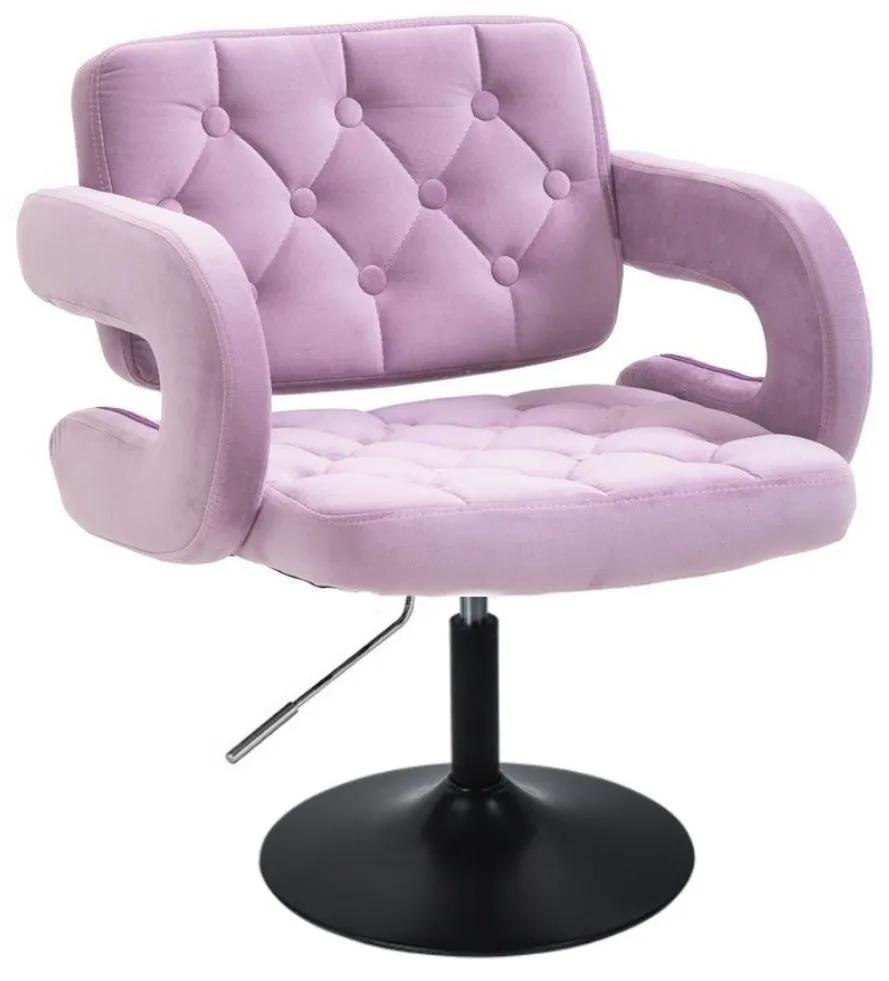 LuxuryForm DESIGN Kreslo ADRIA VELUR na čiernom tanieri - levanduľa