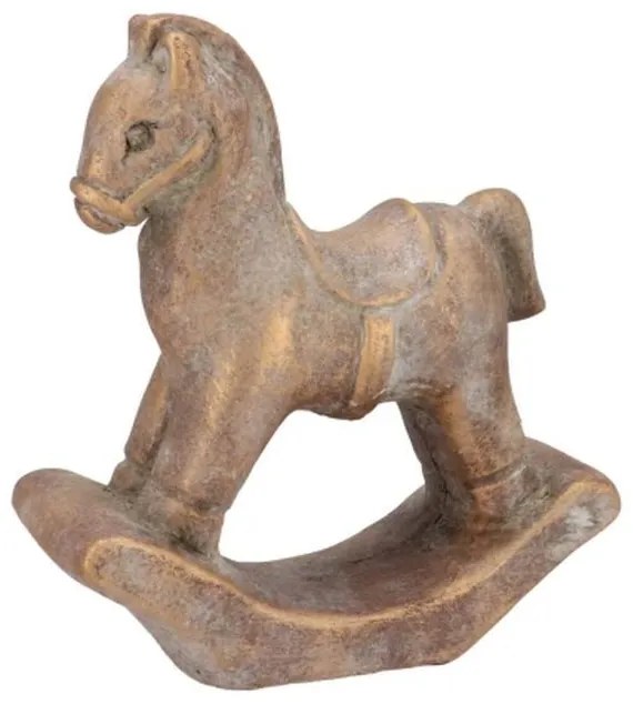 Zlatá antik cementová dekorácia hojdací koník Horse Gold - 15*6*17 cm