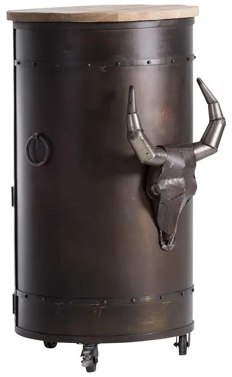 furniture-nabytek.cz - Masívny barový stôl Yorkshire z mangového dreva a kovu, lakovaný, čierny – kruhový