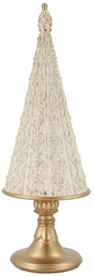 Krémovo-zlatý antik dekoračný vianočný stromček Noël - Ø 11*10*32 cm
