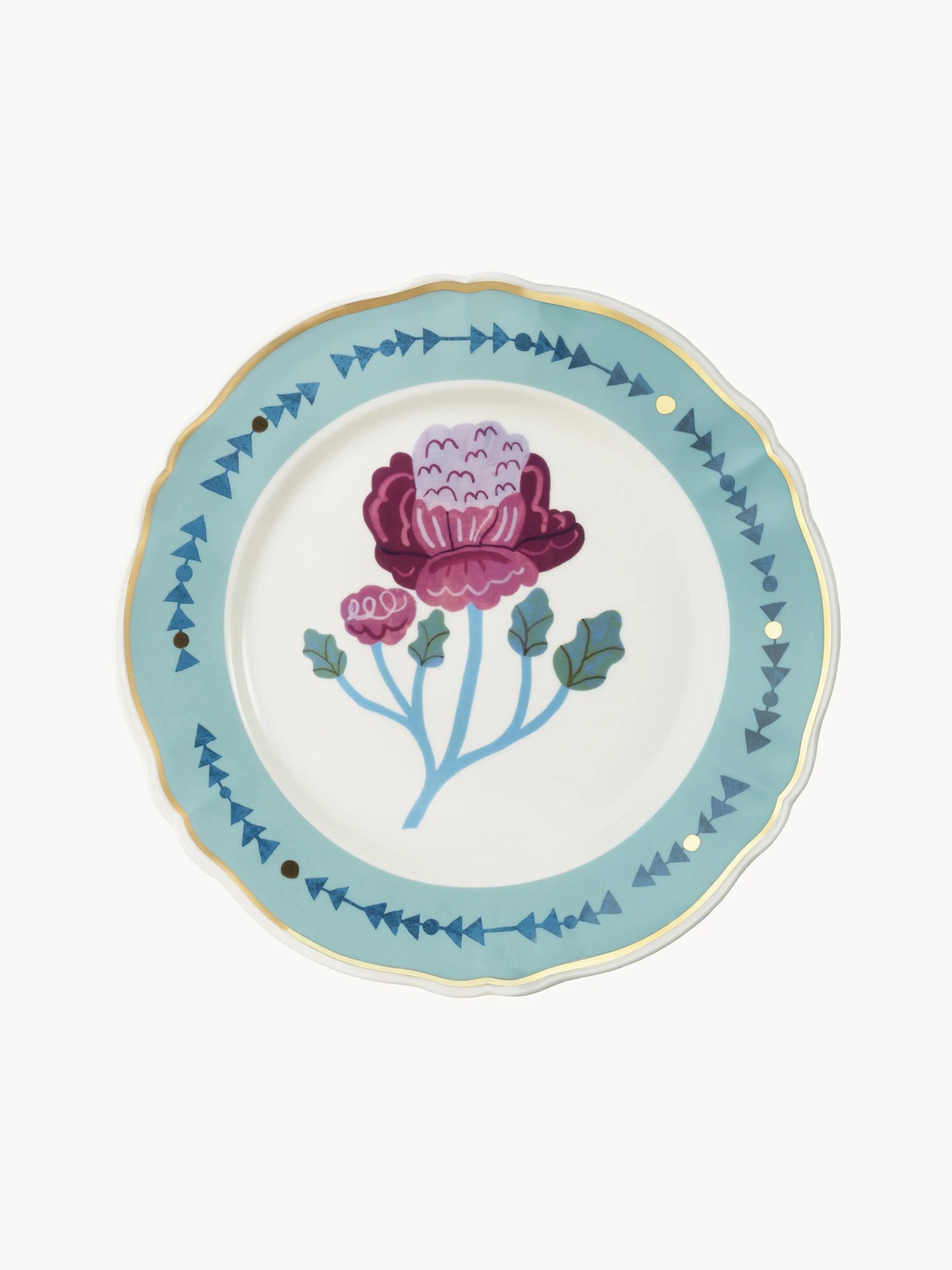 Ručne vyrobený plytký tanier z porcelánu Botanica