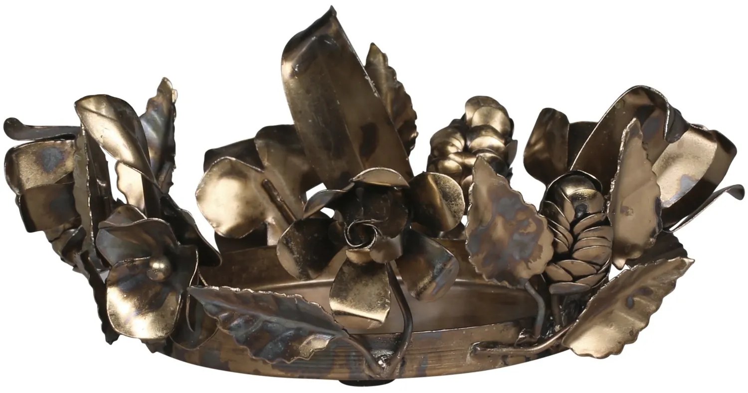 Mosadzný anti kovový svietnik s kvetmi ruže Rose - Ø 18*7 cm