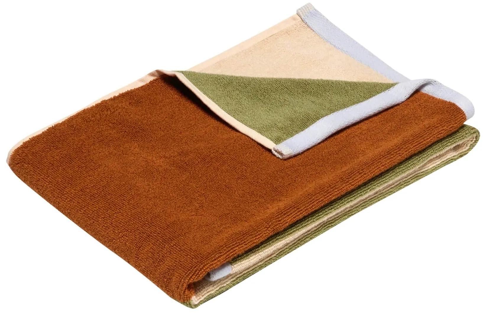 Hübsch Bavlnený uterák Block Brown/Multicolour 50 x 100 cm