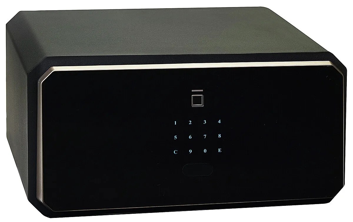 Oceľový sejf s elektronickým zámkom na číselný kód a odtlačok prsta RICHTER RS.23.LUX.FIN, RICHTER černá