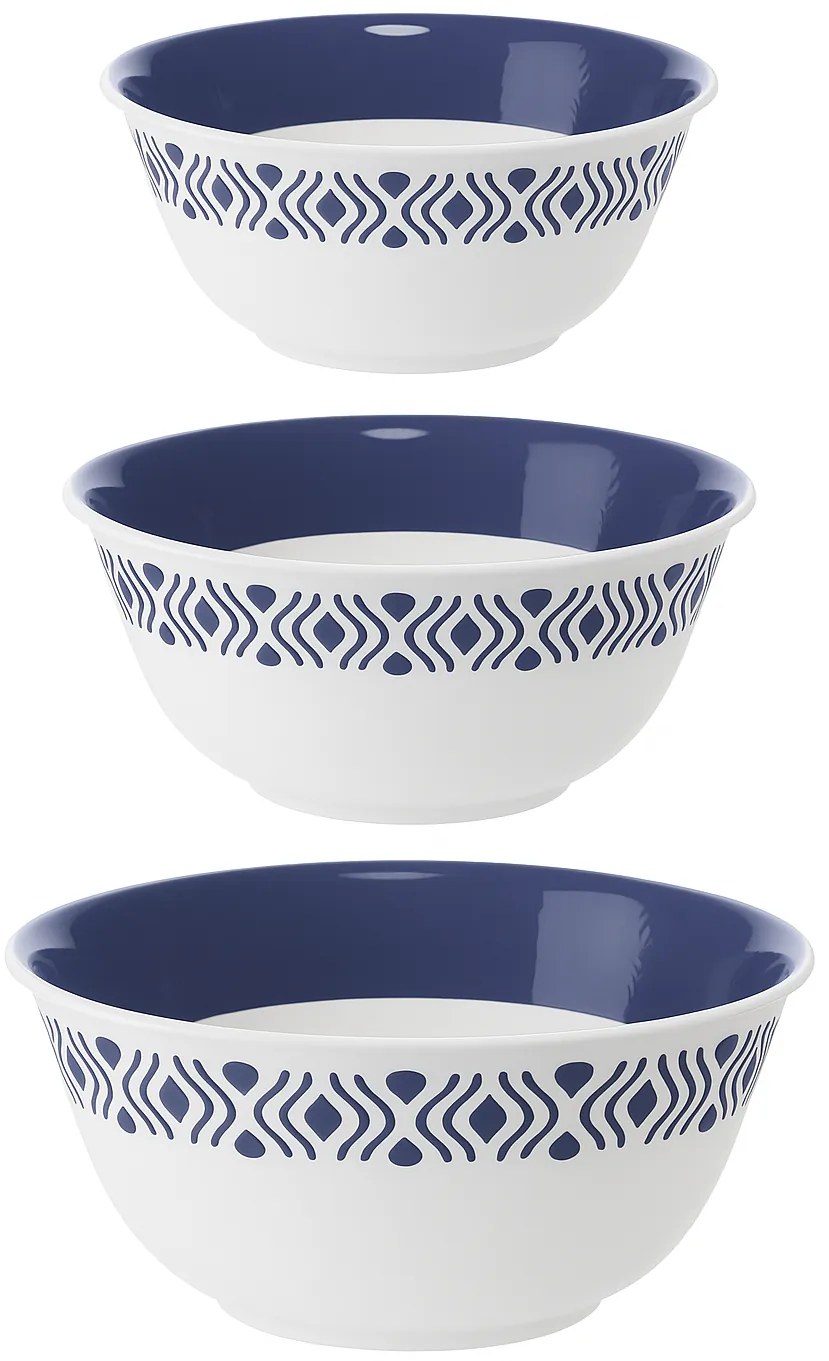 STEFANPLAST Plastová miska Tosca, biely/modrý set 3ks bez veka