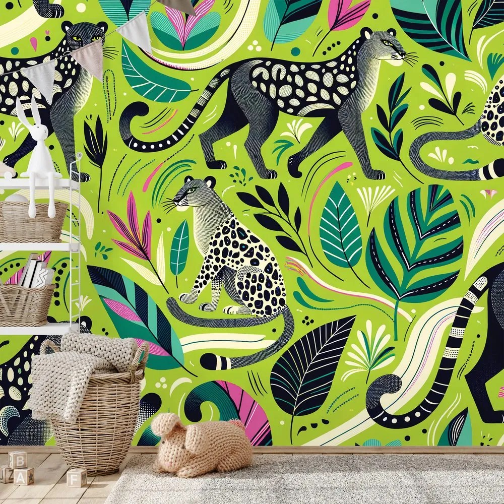 Tapeta leopardy v tropickej džungli