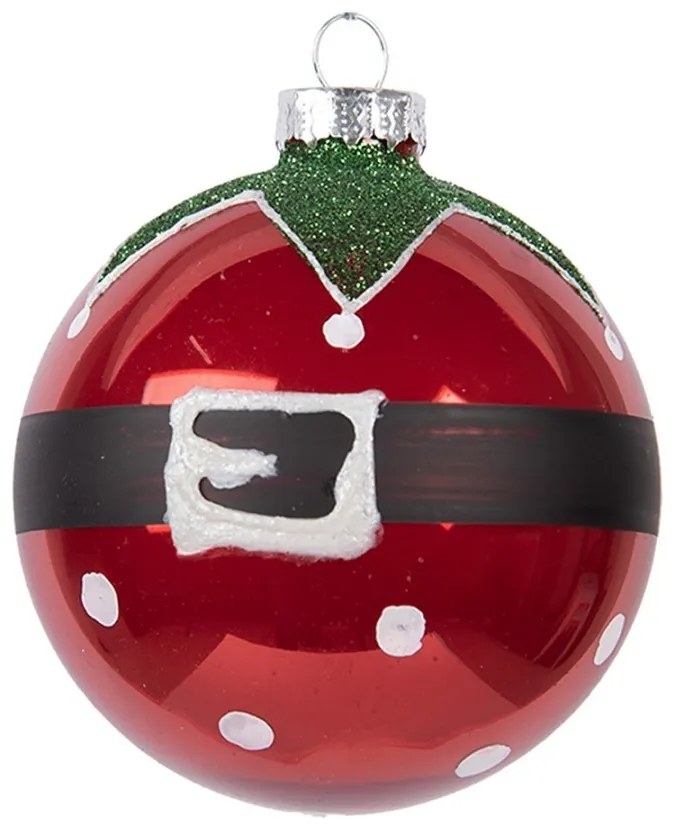 Červená sklenená ozdoba vianočnej gule Santa Claus - Ø 8*8 cm