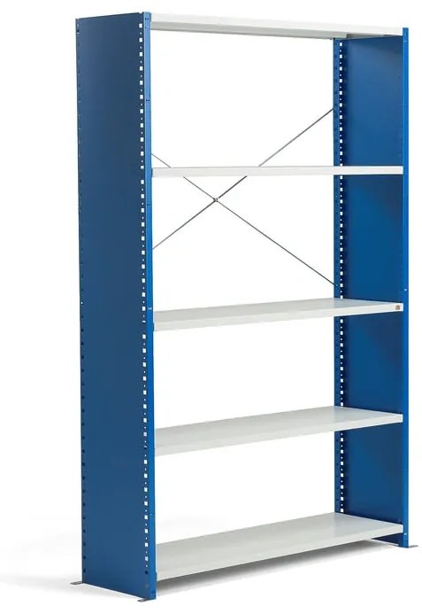 Policový kovový regál MIX, základná sekcia, 2100x1365x600 mm