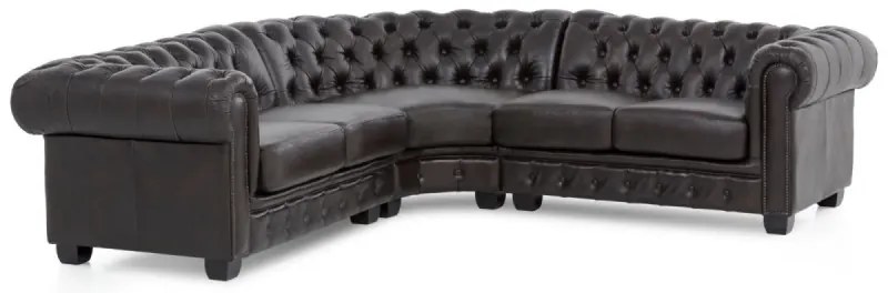 furniture-nabytek.cz - Rohová sedacia súprava Chesterfield z pravej kože, hnedá – 236×236×74 cm