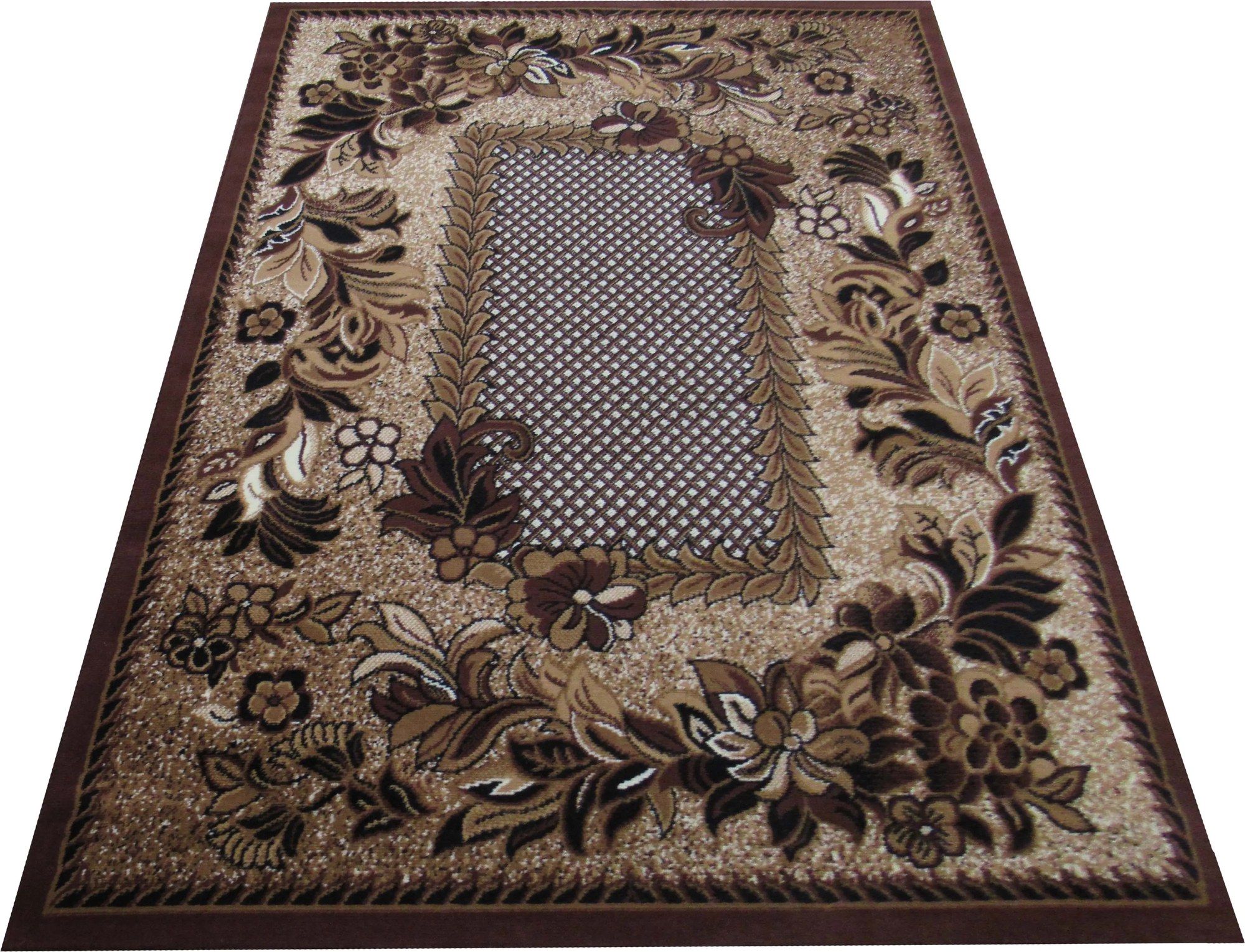 DY Hnedý koberec s kvetinovým vzorom Alfa 01 Rozmer: 150x210 cm