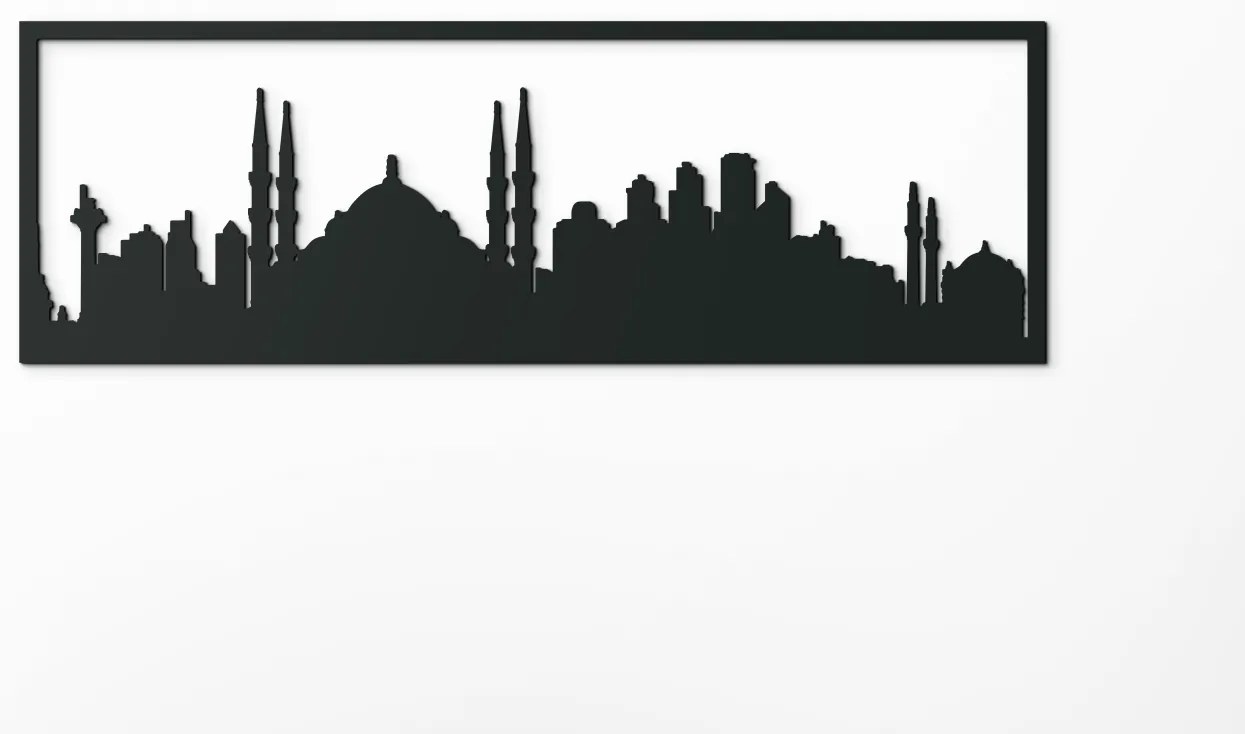 drevko Obraz Istanbul panoráma Rozmer obrazu: 29,5 x 89 cm, Farba dekorácie: Čierna