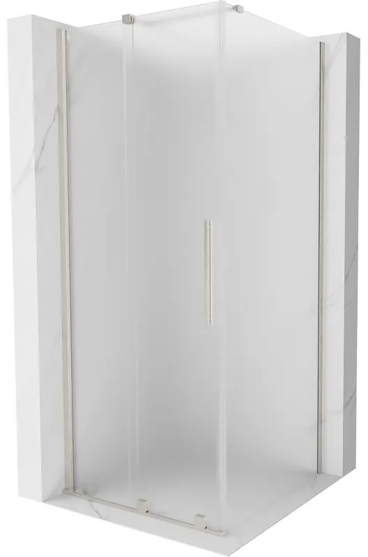 Mexen Velar, sprchový kút s posuvnými dverami 100 x 100 cm, 8mm sklo námraza, brúsená oceľ, 871-100-100-31-97