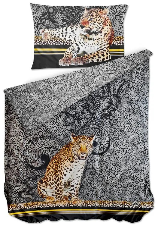 Bierbaum obliečka bavlnený satén 5179D Leopard 140x200/70x90 cm