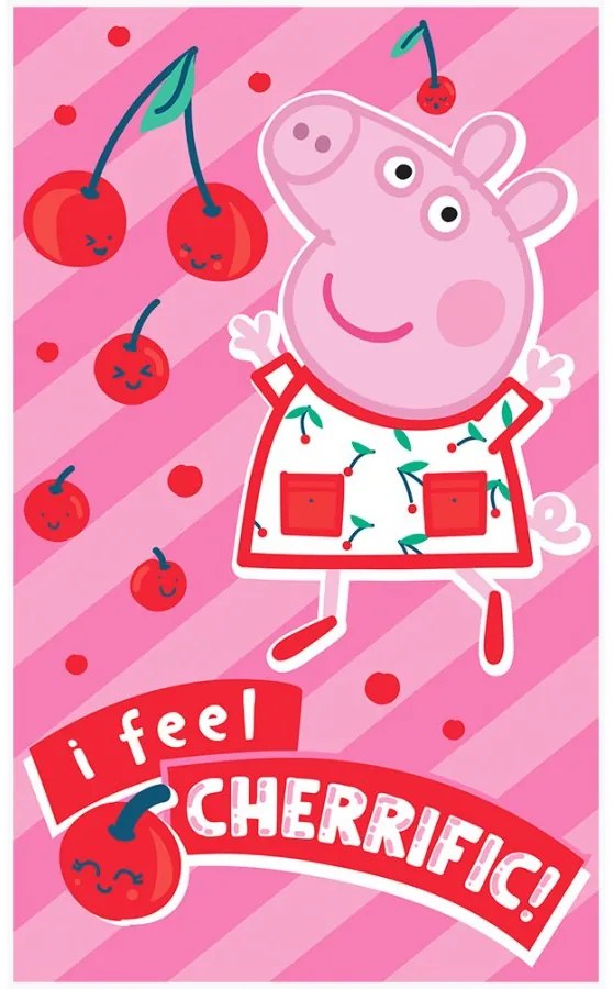 Dievčenské uterák Prasiatko Peppa - motív I Feel Cherrific - 100% bavlna - 30 x 50 cm