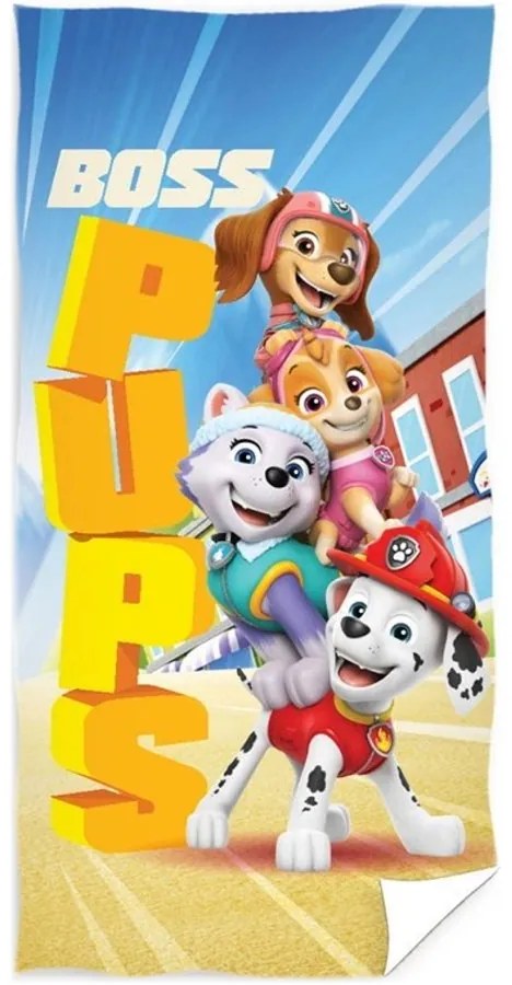 Plážová osuška Paw Patrol - Tlapková patrola - motív Boss Pups - 100% bavlna - 70 x 140 cm