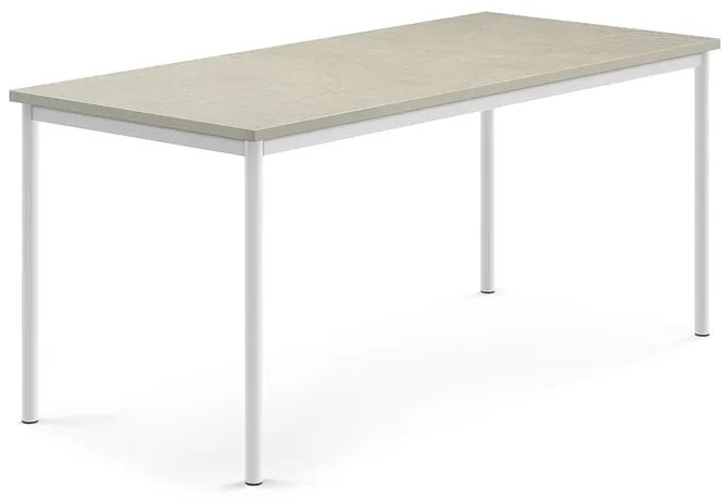 Stôl SONITUS, 1800x800x760 mm, linoleum - svetlošedá, biela