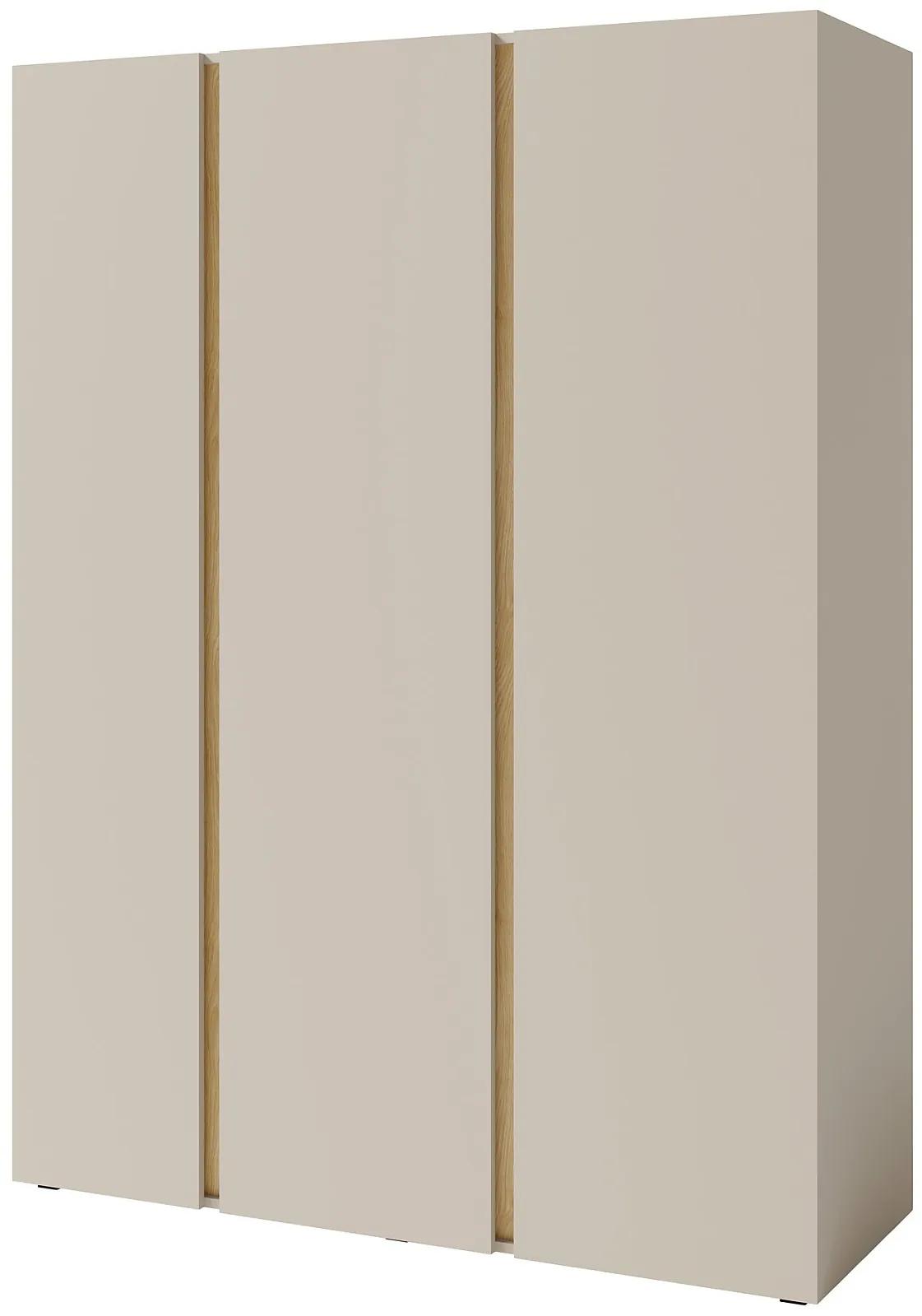 Trojdverová šatníková skriňa Hailee - béžová/dub olejovaný