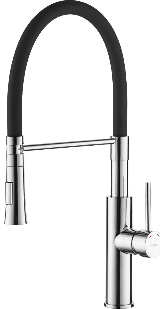 Kuchinox Shire, vysoká drezová batéria s U-tvarovanou výlevkou h-499, chróm-čierna matná, LAV-BQH_778D