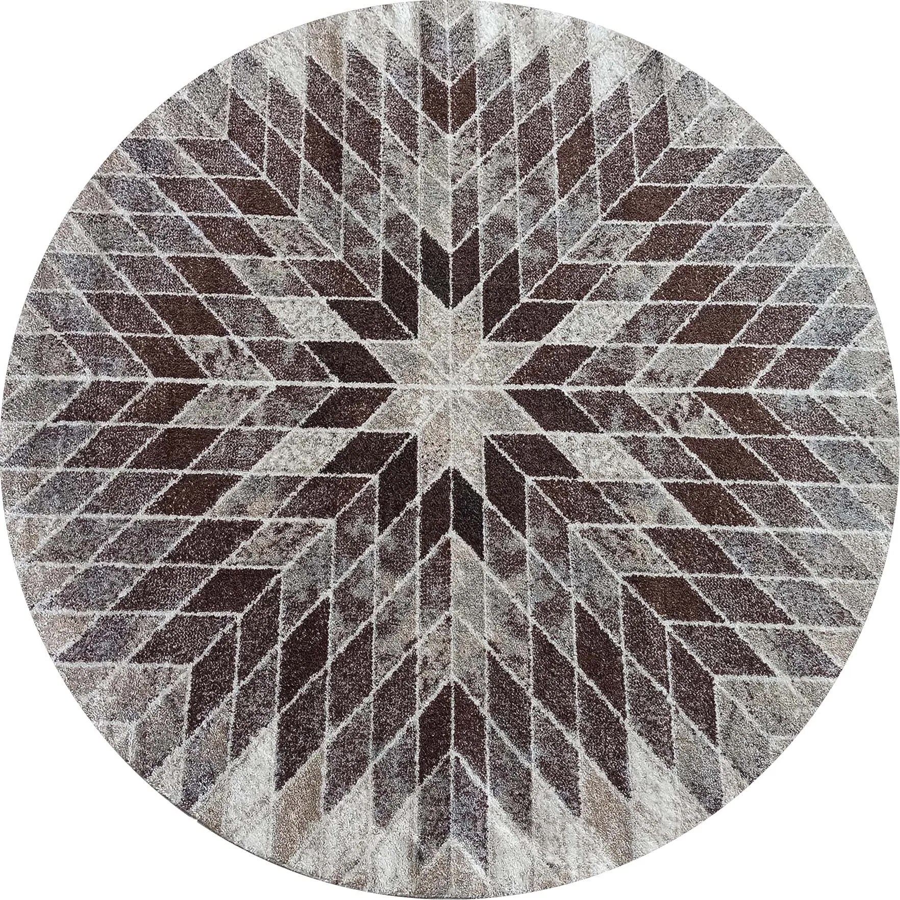 DY Béžový okrúhly koberec s geometrickým vzorom Panamero 10 Rozmer: 80 cm