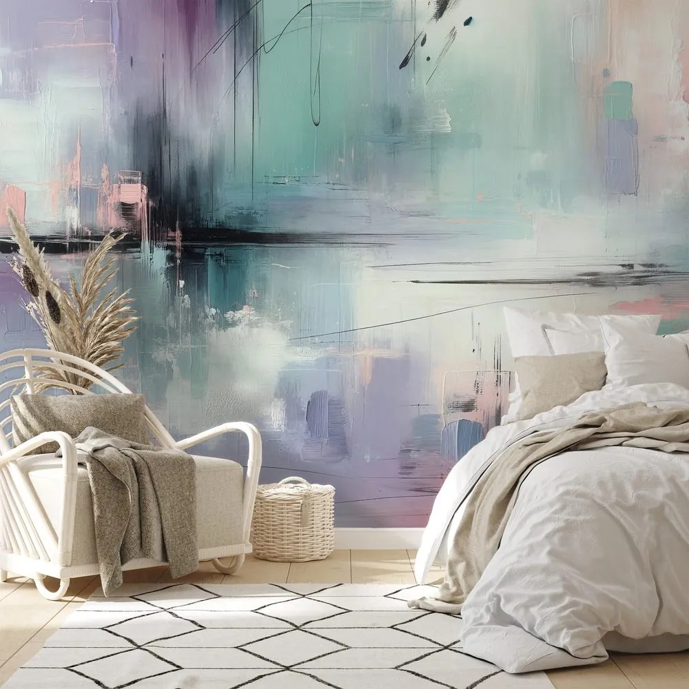 Samolepiaca tapeta pastelové abstraktné ťahy štetcom