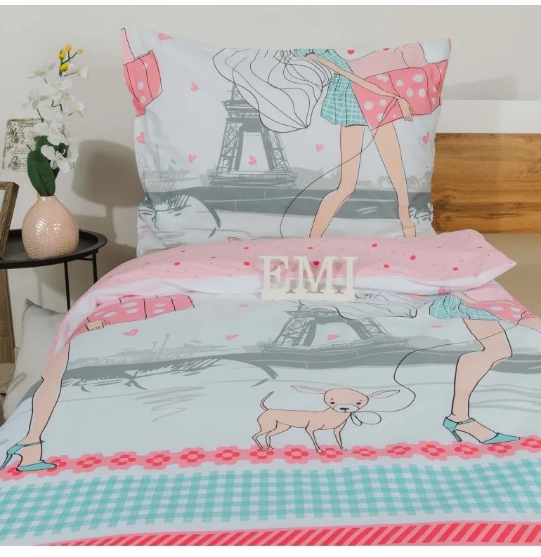 Detské obliečky Eiffel EMI, Štandardný set jednolôžko obsahuje 1x 140x200 + 1x 70x90