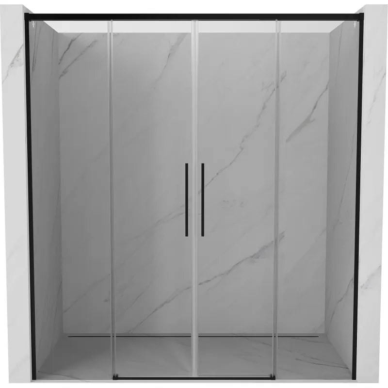 Mexen Rox, posuvné sprchové dvere 200 cm, číre sklo, čierny profil, 8C2-200-002-70-00