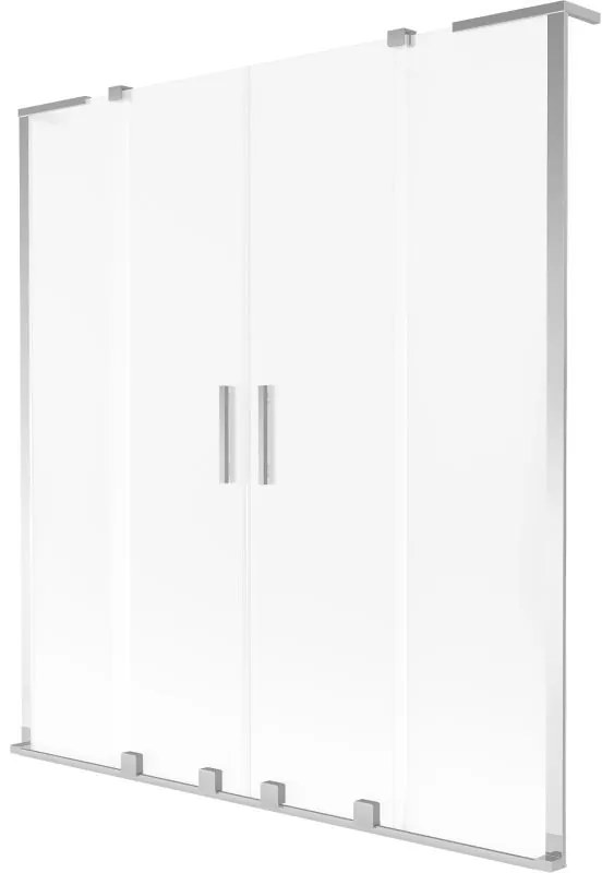 Mexen Velar L Duo, 2-krídlová posuvná vaňová zástena 140 x 150 cm, 8mm sklo námraza, chrómová, 896-140-003-32-01