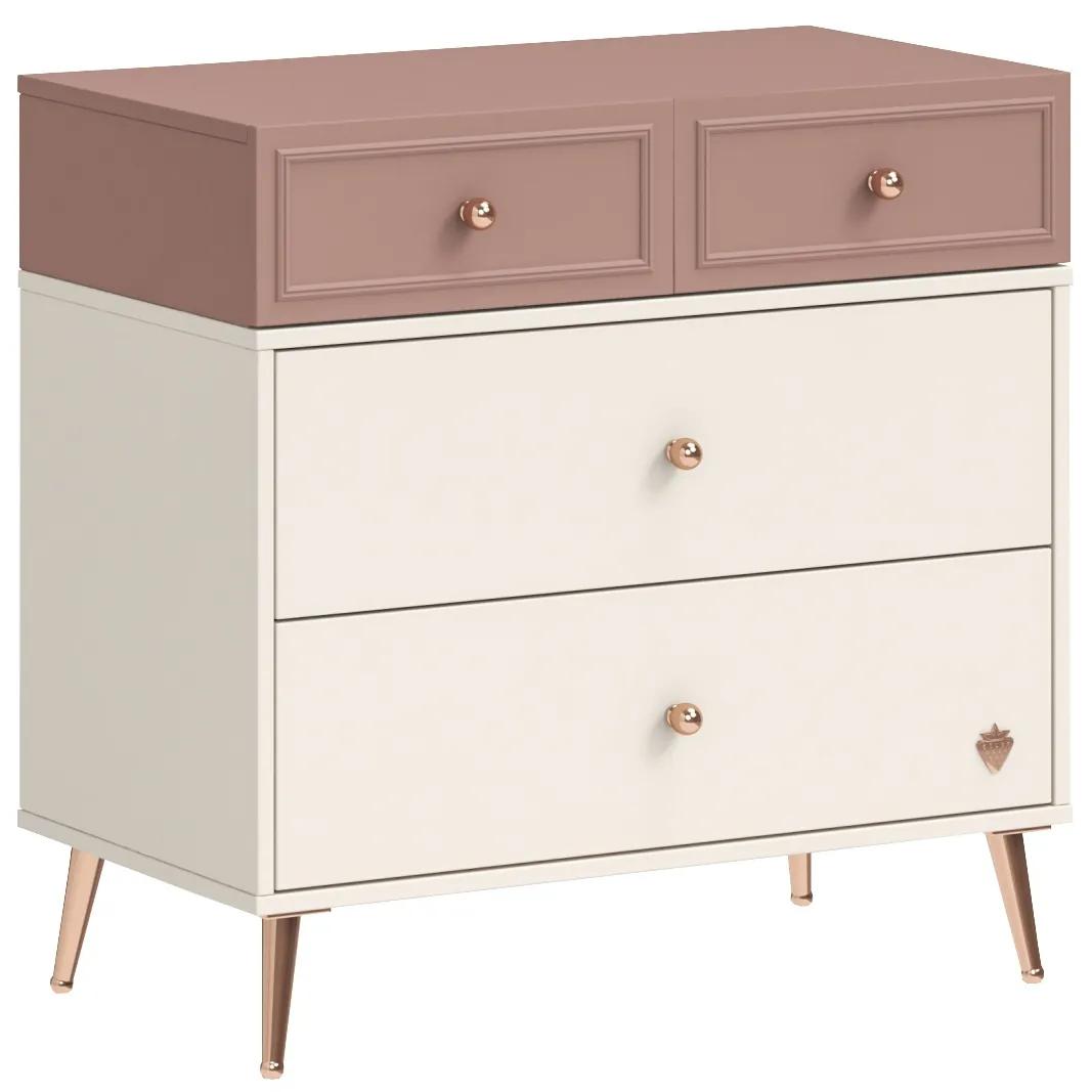 Zásuvková komoda Beauty - béžová/ružová