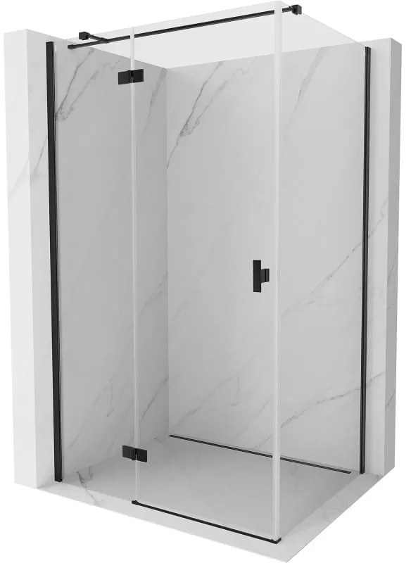 Mexen Mist H T, sprchový kút s výklopnými dverami ľavý 95 x 110 cm, číre sklo, čierny profil, 8A5T-095-110-70-00-L