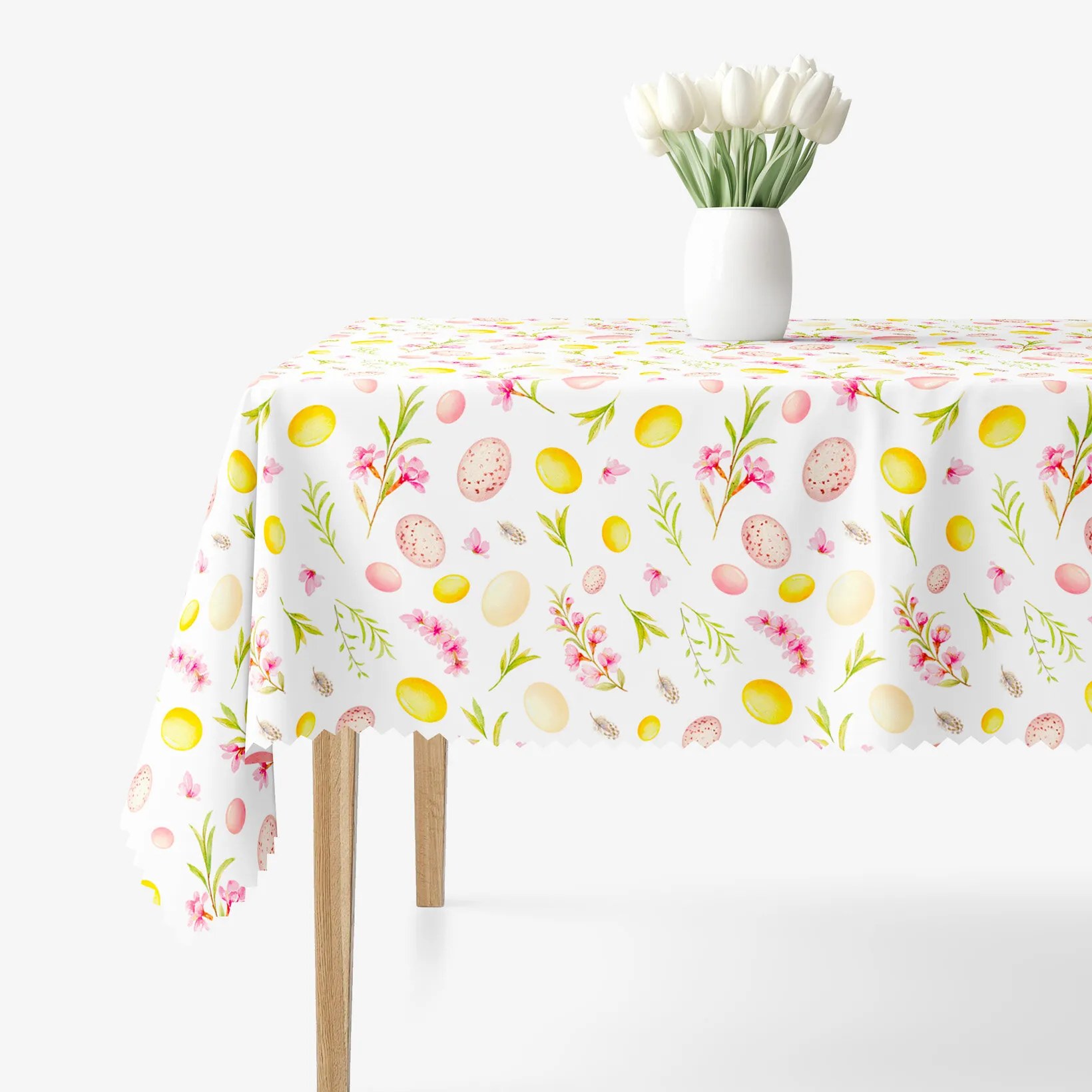 Goldea veľkonočný hranatý teflónový obrus - kraslice s kvetinami 120 x 180 cm
