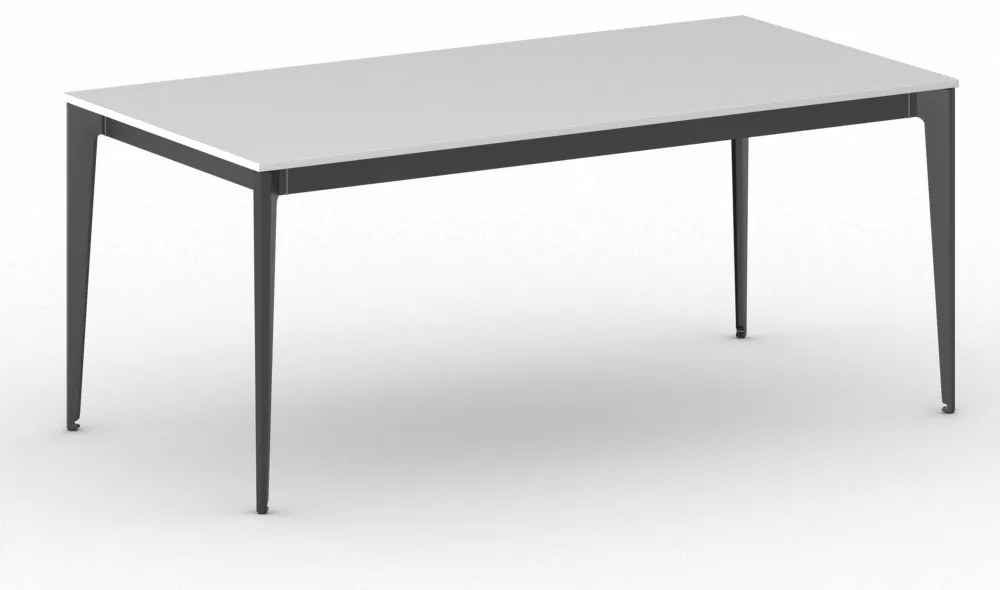 Rokovací kancelársky stôl PRIMO ACTION, 180x90 cm, čierna podnož, biela